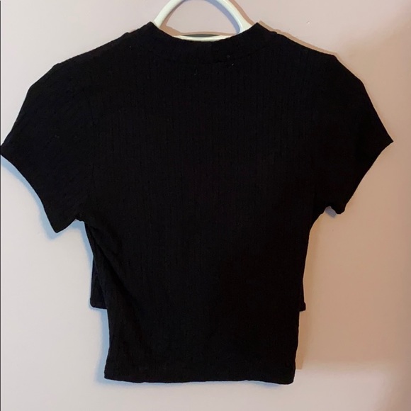 Black V-Neck Crop Top with Choker Neck Line size M - Picture 2 of 4